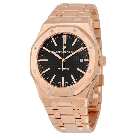 audemars piguet royal oak black dial rose gold|audemars piguet royal oak selfwinding.